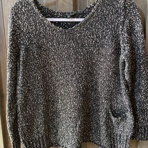 Eileen Fisher Womens Long Sleeve black & white v-neck Sweater Size large Petite